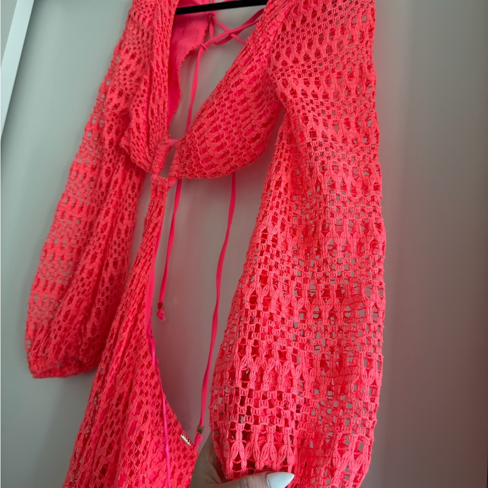 PatBO Neon Pink Crochet Dress - Picture 3 of 8
